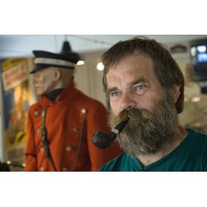 S�ren Vestergaard p� Danmarks Nimbus Tourings Motorcykle-Museum i Horsens