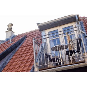 Tagterrasse p� lille hotel i Randers