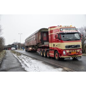 Transport af jernbanevogn p� Hobrovej i Randers