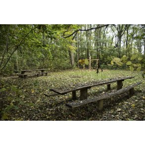 Natur legeplads og mdested i skoven ved Klim