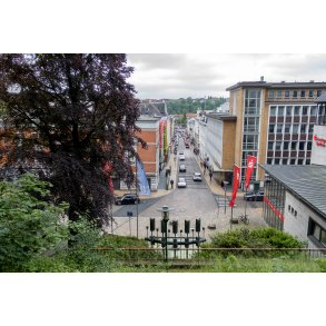 Rathausstrasse set fra omrdet ved Den Gamle Kirkegrd i Flensborg.