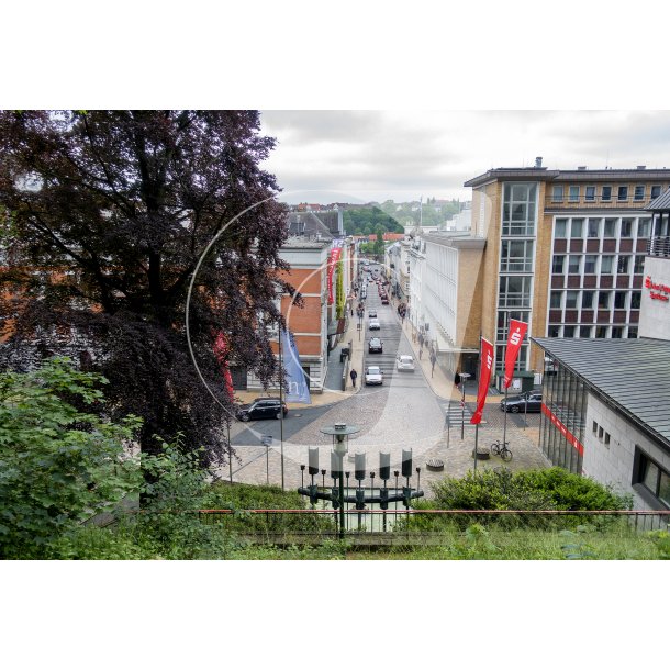 Rathausstrasse set fra omrdet ved Den Gamle Kirkegrd i Flensborg.