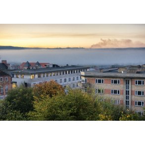 Mosekonen brygger over Guden�en i Randers