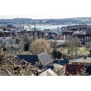 Udsigt over Svendborg og havnen fra Mllegade