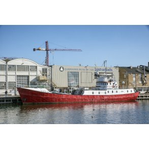 Travleren CHRISTOFFER ligger foran Danmarks museum for Lystsejlads i Svendborg