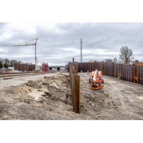 Bygning af den nye bro over jernbanen til Hvidem�llevej i Randers