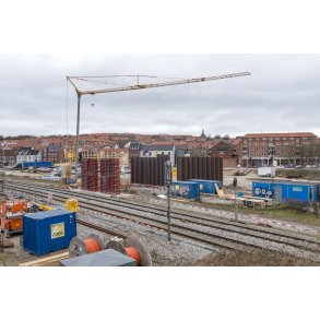 Bygning af den nye bro over jernbanen til Hvidem�llevej i Randers