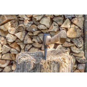 kse med huggeblok p Karpenhj Naturcenter p Mols