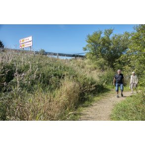 Tr�kstien langs Guden�en krydser Hovedvej 26 ved Kongensbro 