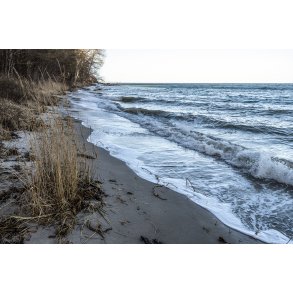 Fl�jstrup strand syd for Aarhus, dagen efter Januar stormen Malik i 2022