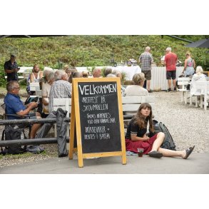 Publikum ved Maltekspressen og Malling Mountain boys koncert p� Skovm�llen ved Moesgaard