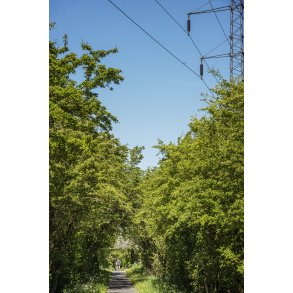 Gl. Randers-Hadsund jernbane krydser h�jsp�ndingsledninger mellem Lem trinbr�t og Spentrup