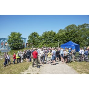 Den officielle �bning af Storkeengen ved Guden�en i Randers tiltrak mange mennesker