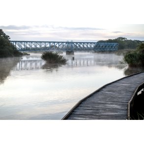 Morgendis over Guden�en ved Den Bl� Bro og Storkeengen i Randers