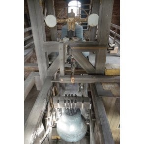 Kirke klokker i t�rnet p� Sct. Mortens Kirke i Randers