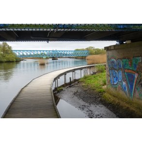 Guden�en set under jernbanebroen mod Den Bl� Bro og Storkeengen