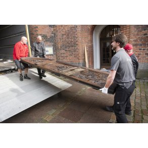 Dren til Sct. Mortens kirke i Randers, ankommer efter restaurering p National Museet
