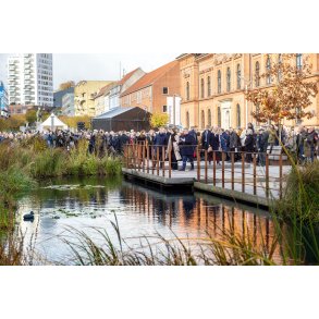 Det danske Kongepar ved regnvandsbassinet p stervold  i Randers