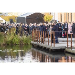 Det danske Kongepar ved regnvandsbassinet p stervold  i Randers