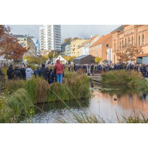Det danske Kongepar ved regnvandsbassinet p stervold  i Randers