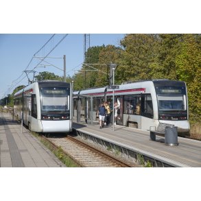 Letbanen krydser p� Hornslet station