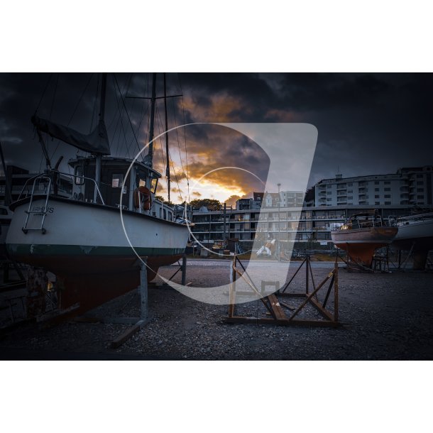 Aftenstemning ved havnen, tt p Aarhus 