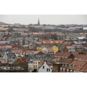 Udsigt over Aarhus mod Domkirken, set fra AROS