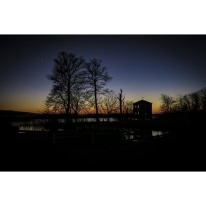 Fuglet�rnet ved Guden�en og Randers Naturcenter med dagens sidste lys