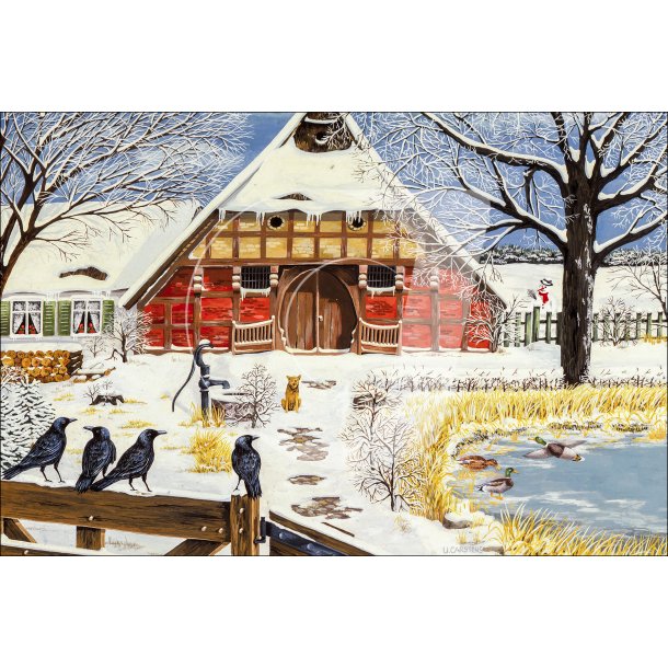 Bauernhof, Winter - 40 x 60 cm